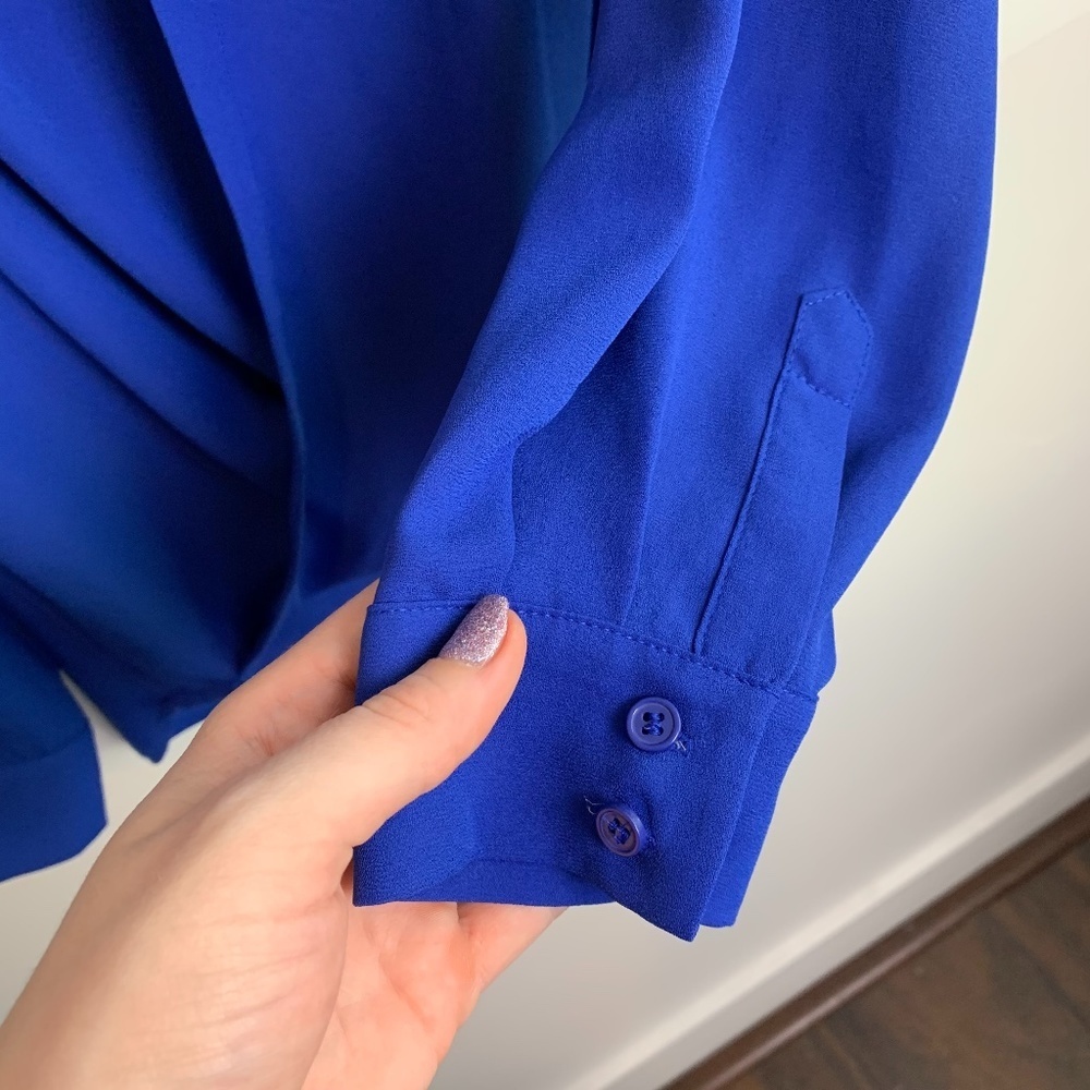 Bellatrix Blue Wrapped Long Sleeve Blouse - Picture 8 of 8